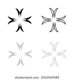 Vector drawing cross, silhouette and contour flat style