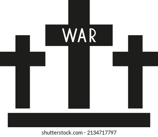 Vector drawing cross with word war, silhouette color black