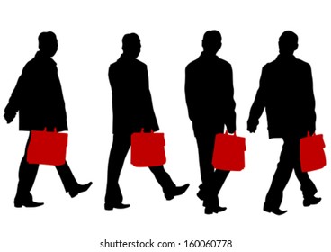 Vector drawing crowds of a businessman with a briefcase