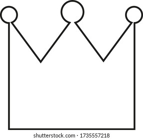 Vector drawing crown, contour color black flat style