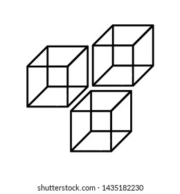 Vector drawing cubes, contour color black