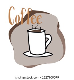 Vector drawing of a cup of coffee stylized as a children's drawing by hand.