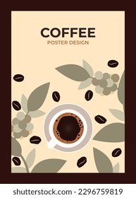 Dibujo vectorial de una taza de café, tonos de café. Plantilla para afiches, banner, tarjeta, diseño de café. Elementos de diseño.