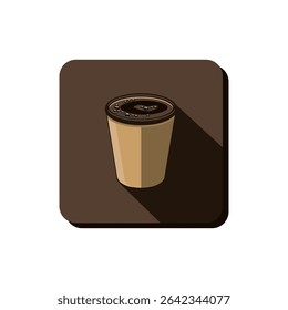 Vector drawing cup. Icon cup of coffee, color brown flat style