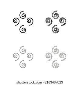 Cursos de dibujo de vectores, silueta y contorno, color negro y gris de estilo plano