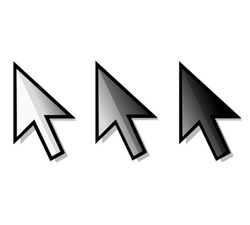 A Vector Drawing of a Cursor, in 3 different colors.