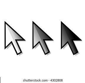 A Vector Drawing of a Cursor, in 3 different colors.