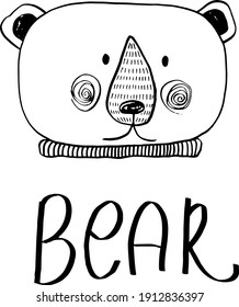 dibujo vectorial lindo boceto de oso negro y blanco