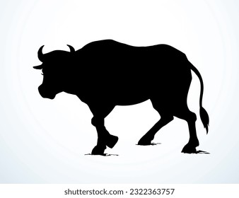 Vector drawing. Cute big cow