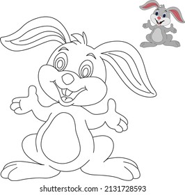 Vector Drawing Cute Bunny Coloring Book Stock Vector (Royalty Free ...