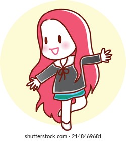Vector drawing cute cartoon face