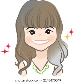 Vector drawing cute cartoon face