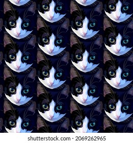 Vector drawing cute cats. Cat pet icon. For printing on fabric.