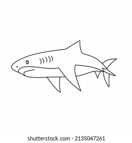 Vector Drawing Cute Colorless Shark Stock Vector (Royalty Free ...