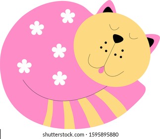 Vector drawing of a cute fat cat. Decorative element for design.