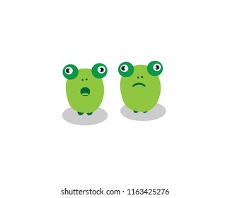 Vector drawing with cute frogs. On a cream background