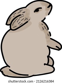 vector drawing of a cute gray rabbit