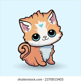Vector drawing of a cute kitten