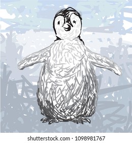 vector drawing of a cute penguin