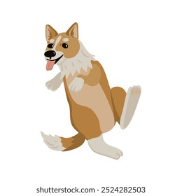 vetor desenho bonitinho cachorrinho, cão pequeno, corgi galês no fundo branco, desenhado à mão ilustração