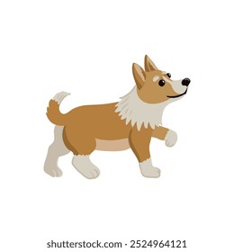 vetor desenho bonitinho cachorrinho, cão pequeno, corgi galês no fundo branco, desenhado à mão ilustração