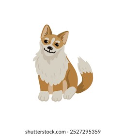 vetor desenho bonitinho cachorrinho, sentado pequeno cão, corgi galês no fundo branco, desenhado à mão ilustração