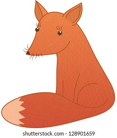 Vector drawing of a cute sitting baby fox
