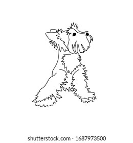 Vektorillustration Zeichnung eines süßen Yorkshire-Terrier. Sitzhundebüt