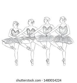 vector drawing dancer girl classic
