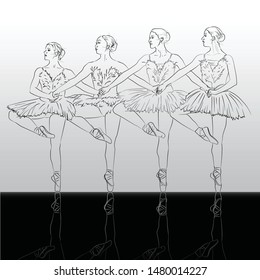 vector drawing dancer girl classic