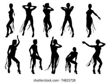 Vector drawing dancing girl on a white background