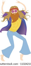 Vector drawing of a dancing hippie