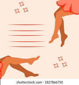 Dibujo vectorial de piernas sexy bailando en diseño plano. Piernas atractivas hembras delgadas en un baile. Piernas femeninas. Sexy feminidad joven.