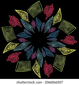 Dibujo vectorial del elemento de diseño de círculo decorativo a partir del conjunto de varias formas geométricas abstractas