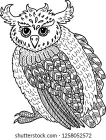 Vector drawing of decorative fabulous owl