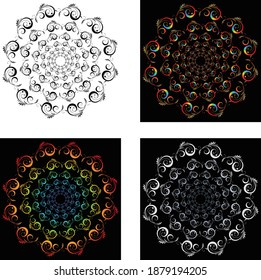 Vector drawing of decorative floral round design element
