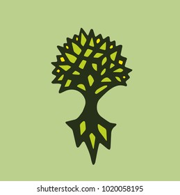 Vector drawing of decorative tree in abstract style. Tree for eco friendly brand 