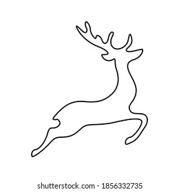Dibujo vectorial de un ciervo, ciervo navideño, ciervo santa con líneas sobre un fondo claro.