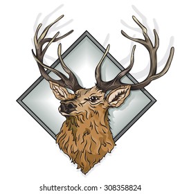 Vector drawing / Deer Stag Head / Easy to edit layers   groups  no effects  meshes  gradients used  