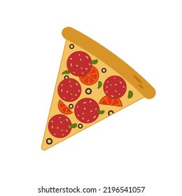 
vector drawing of delicious pizza with pepperoni and tomatoes