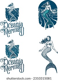 vector drawing depicting a mermaid. Mermaid logo.