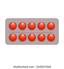 Vector drawing depicting a plate of red pills.