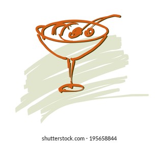 Vector drawing dessert with cherries