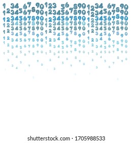 Vector drawing digital background. Colored numbers on a white isolated background. Handwritten numbers written by hand flat.
