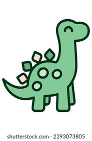 Vector drawing dinosaur cute funny cartoon bright character for kids