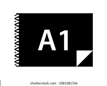 Vector drawing documentation album A1 size format icon for web design or custom creative design decoration
