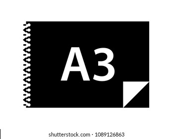 Vector drawing documentation album A3 size format icon for web design or custom creative design decoration