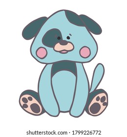 Vector drawing of a dog in a cartoon style. Cute animal isolated on white background. The little animal in the children's style. Can be used for design of t-shirts, posters and Baby Shower party. 
