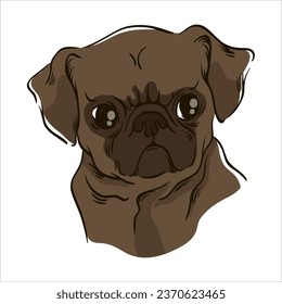 vector drawing dog cute portrait Brabançon pug