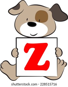 vector drawing dog holding a card with letter z